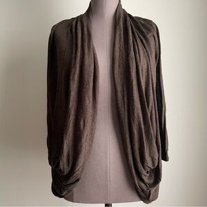 Kenneth Cole brown drape front 3/4 sleeve cardigan